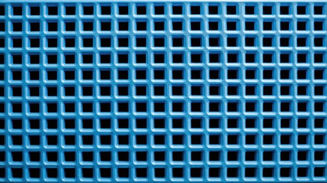 Blue plastic lattice pattern, square holes, geometric design, vivid color, vibrant texture, industrial background for creativity