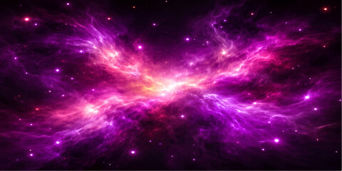 A deep blue abstract universe background featuring a bright celestial nebula and shimmering stars within a dark outer space fantasy illustration © Alpha Designs