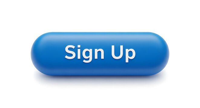Blue sign up button on a white background for registration
