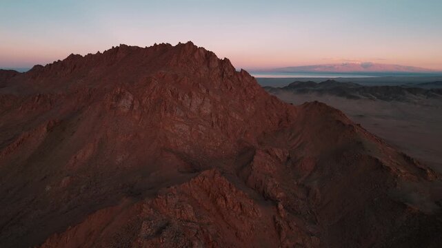 Aerial Views of Altai Mountain Region in Mongolia During Sunset
