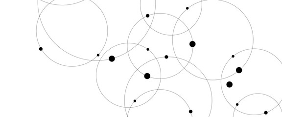 Vector creative technology graphic design element with overlapping circles dots and dashed circles © NATOK 2.0