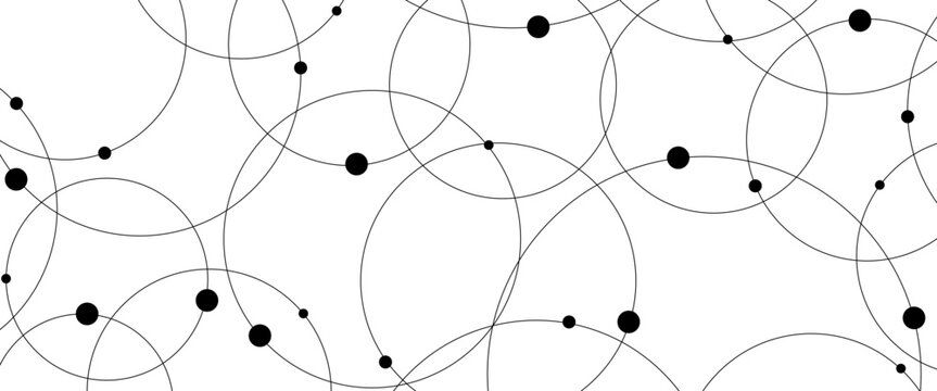 Vector creative technology graphic design element with overlapping circles dots and dashed circles