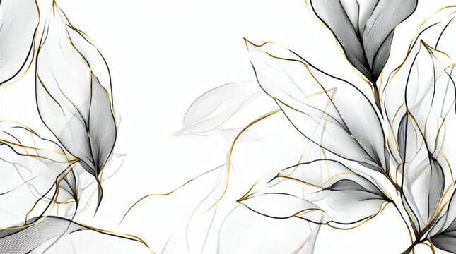 Monoline Botanical Animation Minimal Black White Luxury Floral Line Loop