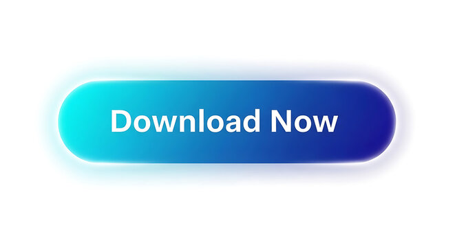 A blue button with white text that says download now on isolated white background