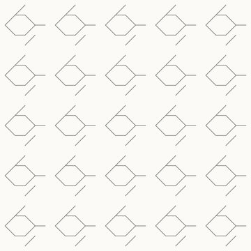 Small hexagon nodes scattered grid seamless pattern in minimal line design, geometric repeating vector