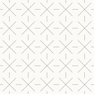 Diagonal cross line grid seamless pattern in minimal line design, geometric symmetry repeating vector