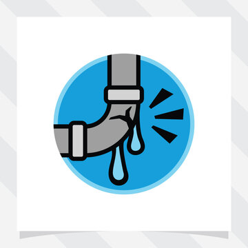 Vector illustration of a Leaking pipe. Broken pipe icon in solid flat design style.