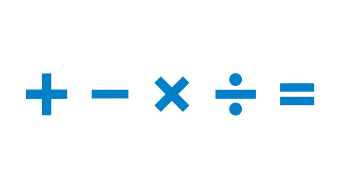 Basic Mathematical Operation Symbols Closeup.