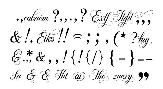 Collection of punctuation marks and symbols.