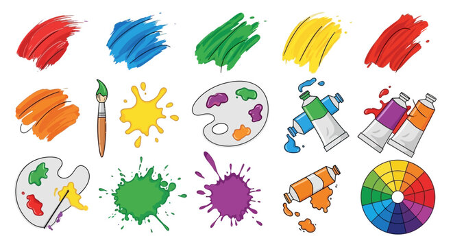 Colorful paint and art supplies.