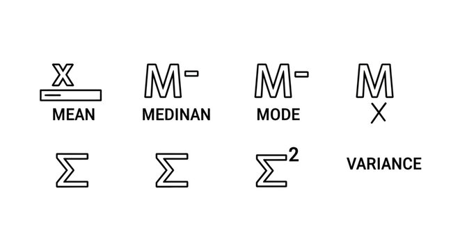 Mathematical symbols for statistics concepts.