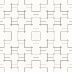 Obraz premium Stepped octagonal lattice seamless pattern in minimal line design, geometric symmetry repeating vector