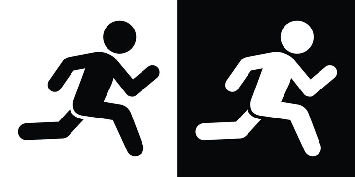 Simple vector icon of a person running. Minimalist silhouette representing activity, movement, and fitness. Suitable for sports apps, gym websites, or instructional signs for exercise and jogging.