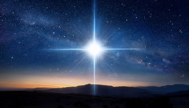 Star Of Bethlehem Or Christmas Star Bright Star In The Starry Night Sky