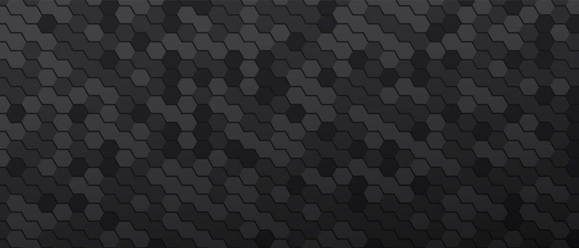 Varied hexagon mosaic pattern, geometric texture, dark gray.