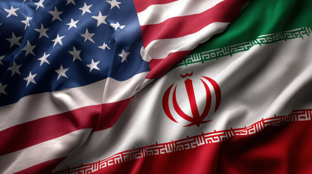 Collage of U.S. and Iranian flags