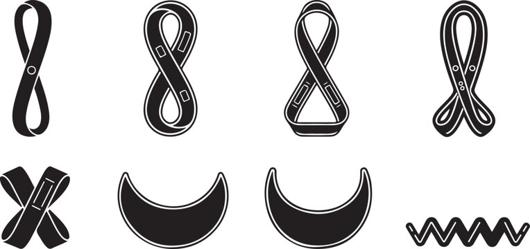 Set of black shoes and high heel icons in flat vector style Vector