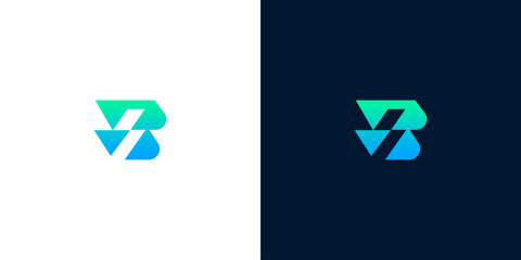 Modern abstract letter B logo design template, digital gradients, sleek and vibrant brand identity © anello