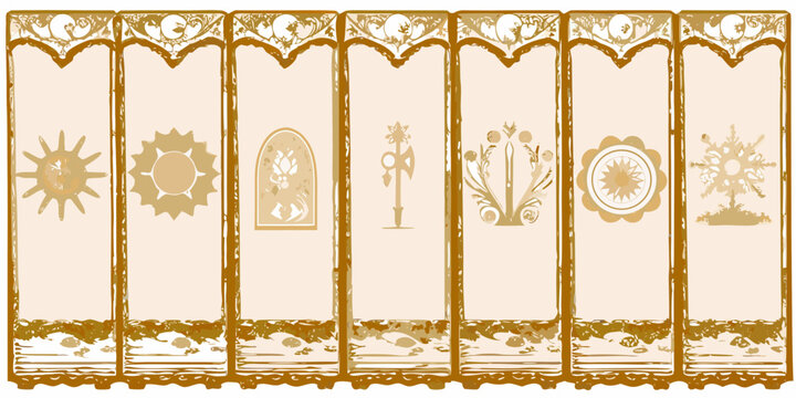 eight ornate gold frames with nature motifs on beige background high quality professional detailed modern