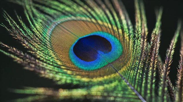 Close-up of Peacock Feather in a Collage of Three Frames