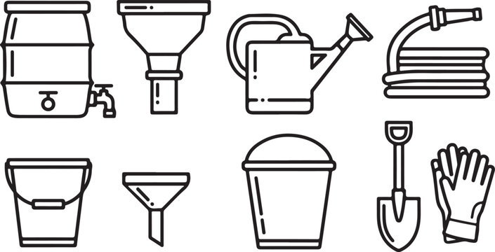 Collection of household kitchen utensils and tools illustration Vector