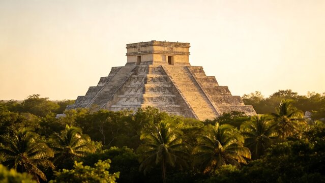 Ancient pyramid in tropical forest