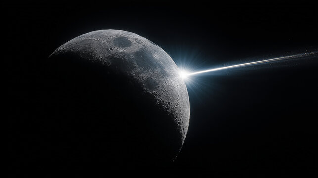 Lunar eclipse phenomenon outer space digital art dark background close-up view celestial concepts for exploration