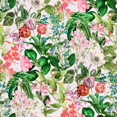 Bright Summer, Decorative seamless pattern. Repeating background. Tileable wallpaper print. © MalyskaStudio