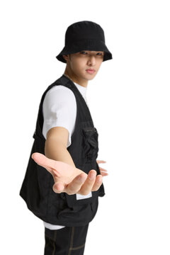 A young man with cool confidence and chic style