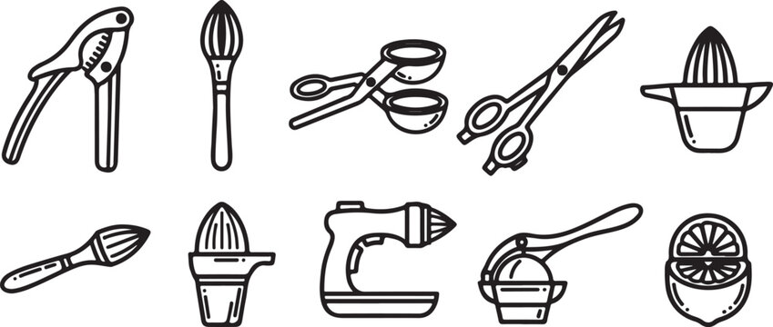 Set of black kitchen utensils and cooking tools vector icons Vector
