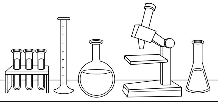 Laboratory table graphic black white sketch illustration vector