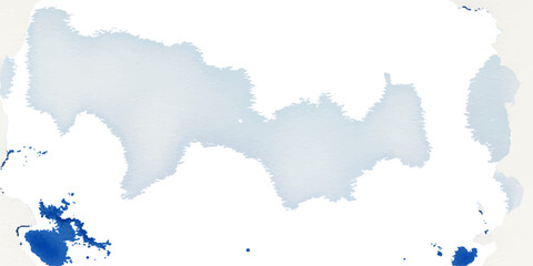 Obraz premium Abstract blue watercolor background with paint splashes featuring a 3d vector map outline of Europe and world geography continents isolated on white for travel illustration