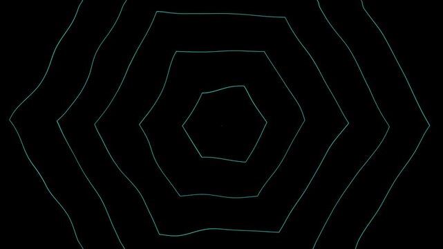 Hexagonal Light Patterns on Dark Background. Dark background features glowing hexagons in a spiral pattern