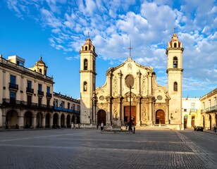 Obraz premium A historic church with two towers on a sunny day