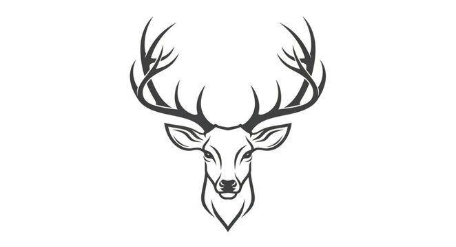 Majestic Stag Head Illustration with Antlers.