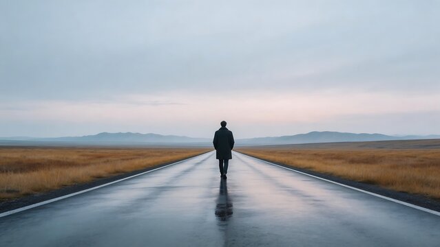 Person walking on empty road