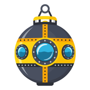 Vintage style deep sea submersible vector illustration icon, perfect for marine exploration design