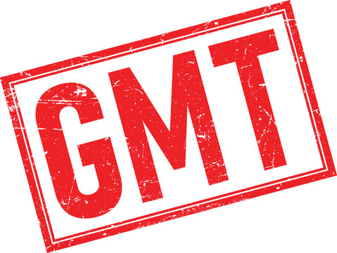 GMT Text in Red Grunge Square Rubber Stamp Impression Design