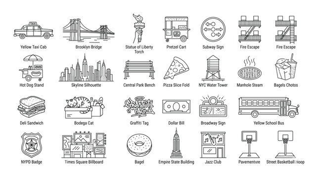 Iconic New York City Symbols Collection: A Visual Guide to the Big Apple