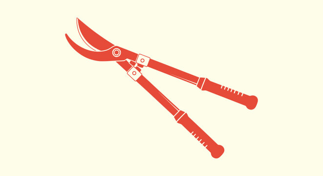 Red Bypass Loppers Garden Pruning Tool Illustration for Landscaping and Orchard Maintenance Work