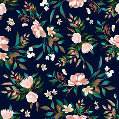 Romantic Peonies, Decorative seamless pattern. Repeating background. Tileable wallpaper print. © MalyskaStudio