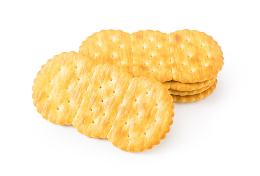 Stacked and serving golden savory crackers