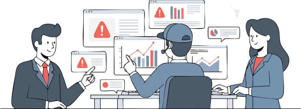 IT Support Team Monitoring System Performance and Security Alerts