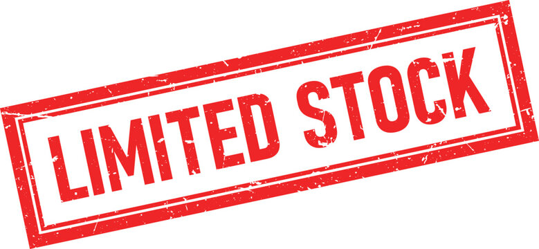 Red Distressed Rubber Stamp Impression with Limited Stock Text on White