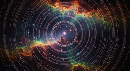 Obraz premium Circular Nebula with Central Star in Deep Space