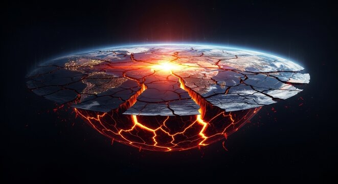 Cracked Earth Explodes With Fiery Lava