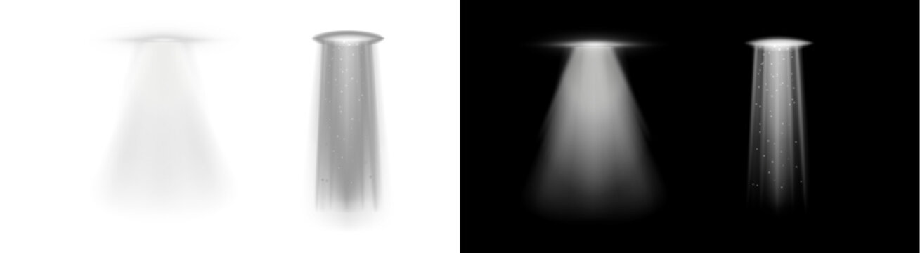 PNG image of&nbsp;Two bright light beams with particles shine downwards in a dramatic illuminating effect on transparent background