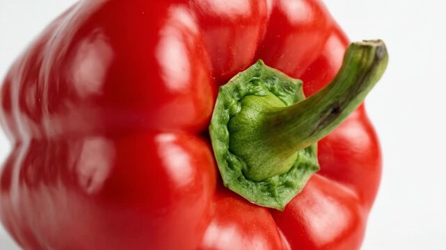 A single red pepper isolated on a clean white background, crisp shape, glossy skin, soft shadow and bright fresh simplicity, ultra-realistic, no logos.