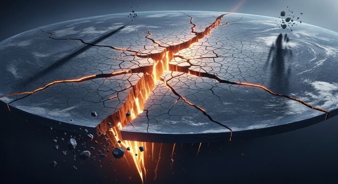 Cracked Flat Earth With Molten Core