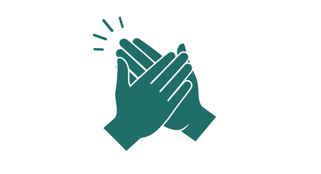 Two green hands high fiving each other.